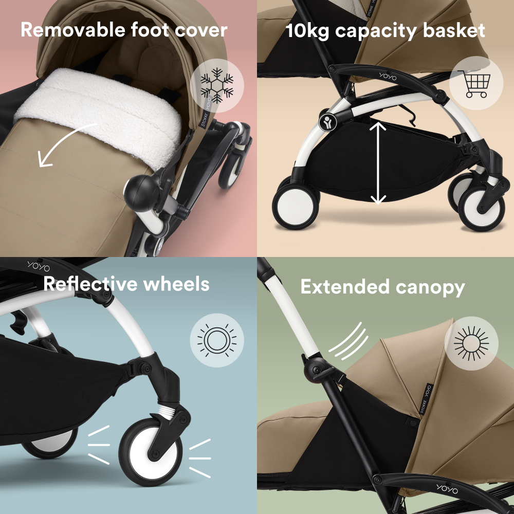 YOYO³ Stroller White frame with 0+ newborn pack