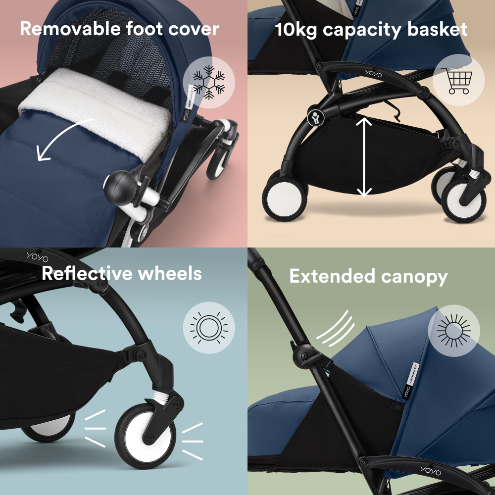 YOYO³ Stroller Black frame with 0+ newborn pack