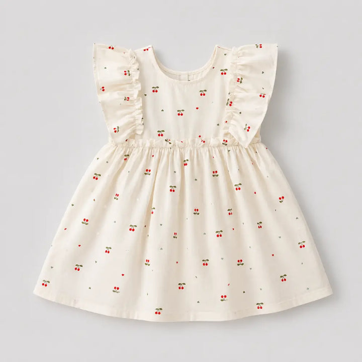 Pattuti Sustainable Cotton Printed Dress With Bow For Girls