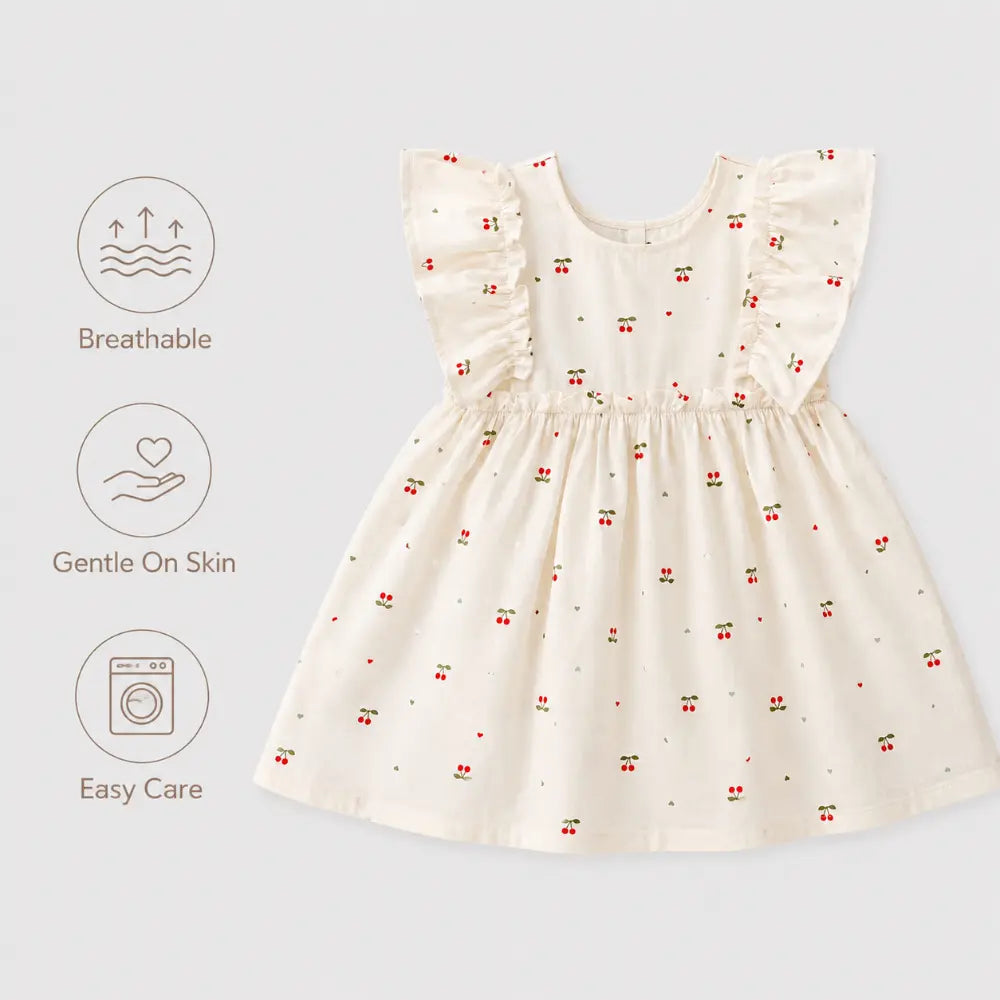 Pattuti Sustainable Cotton Printed Dress With Bow For Girls