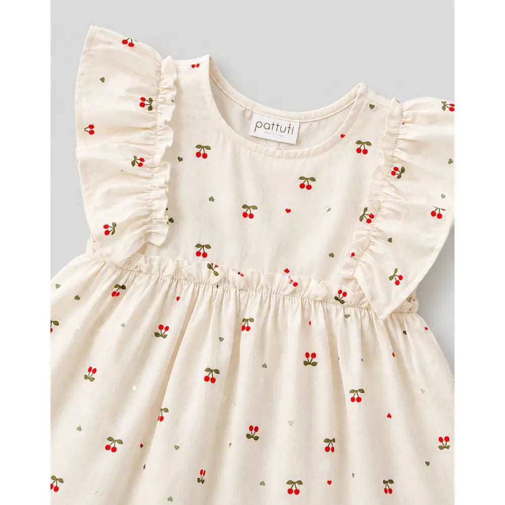 Pattuti Sustainable Cotton Printed Dress With Bow For Girls