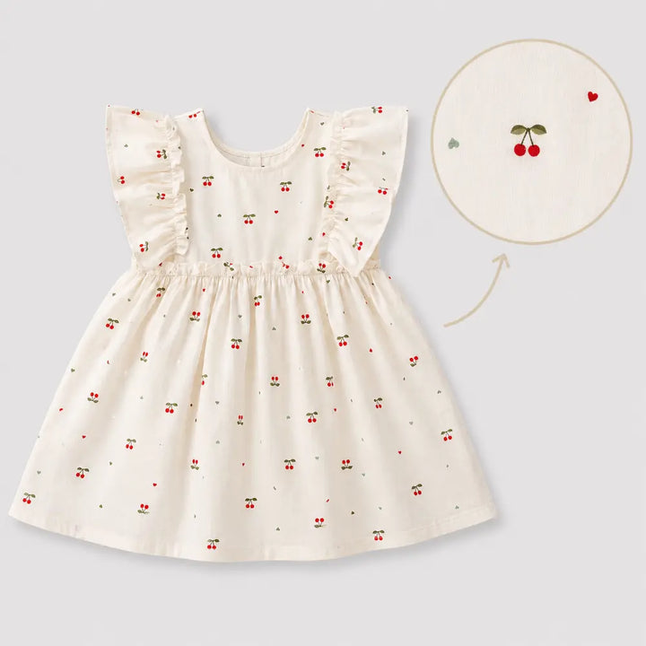 Pattuti Sustainable Cotton Printed Dress With Bow For Girls
