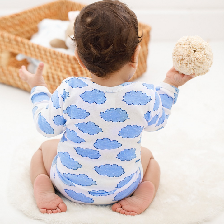 Cotton Bug Full Sleeves Romper - Set of 3 - Cloud