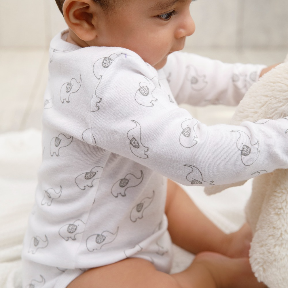 Cotton Bug Full Sleeves Romper - Set of 3 - Elephant