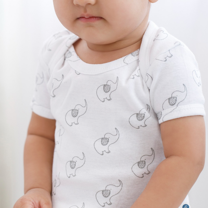Cotton Bug Half Sleeves Romper - Set of 3 - Elephant
