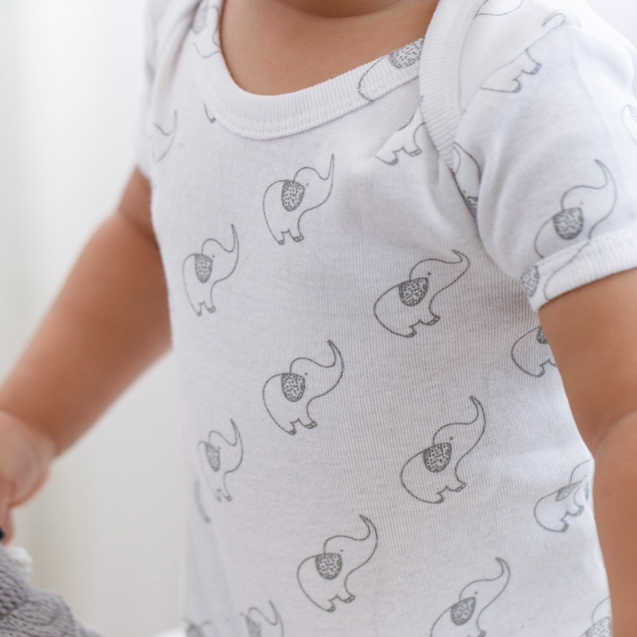 Cotton Bug Half Sleeves Romper - Set of 3 - Elephant