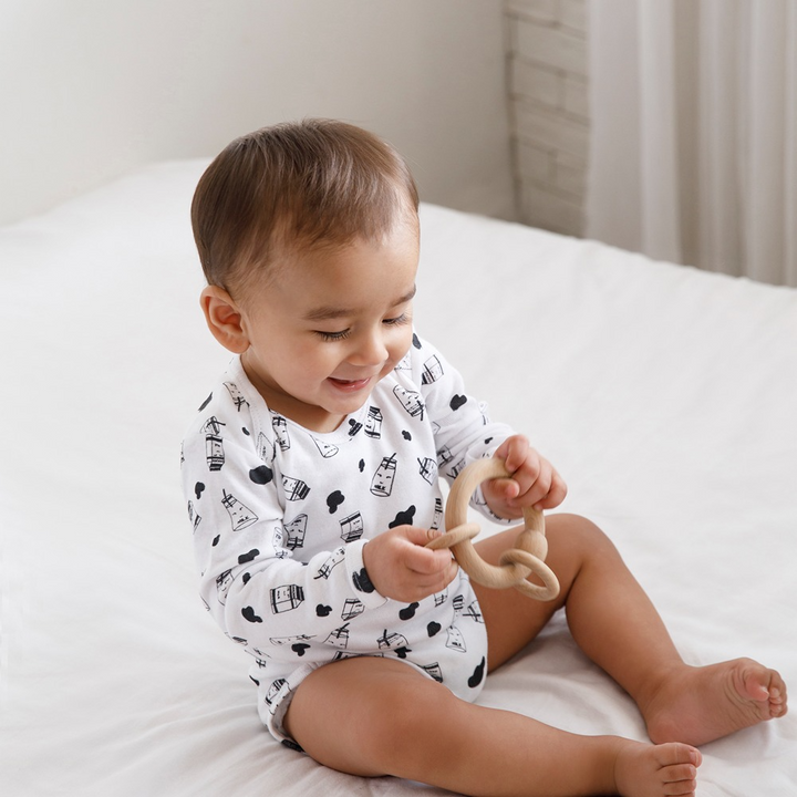 Cotton Bug Full Sleeves Romper - Set of 3 - Milk