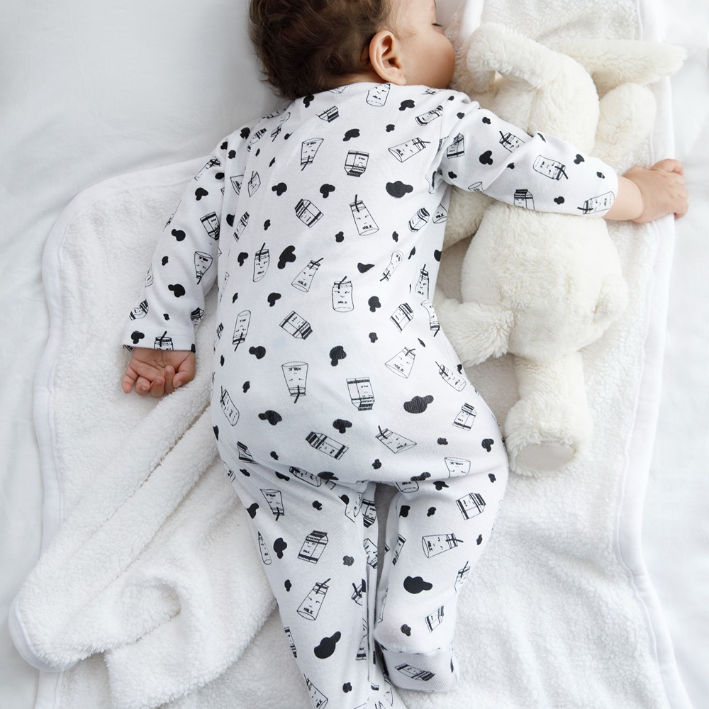 Cotton Bug Pyjama Romper - Milk