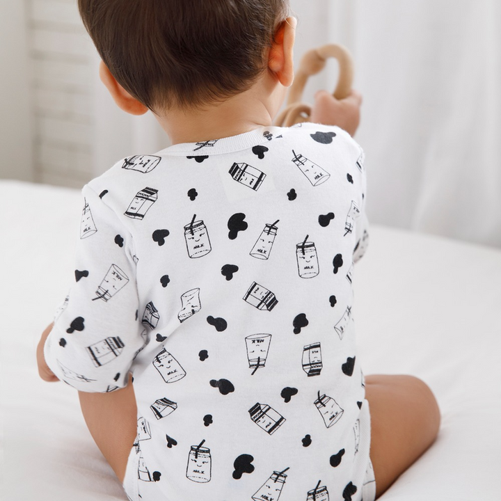 Cotton Bug Full Sleeves Romper - Set of 3 - Milk