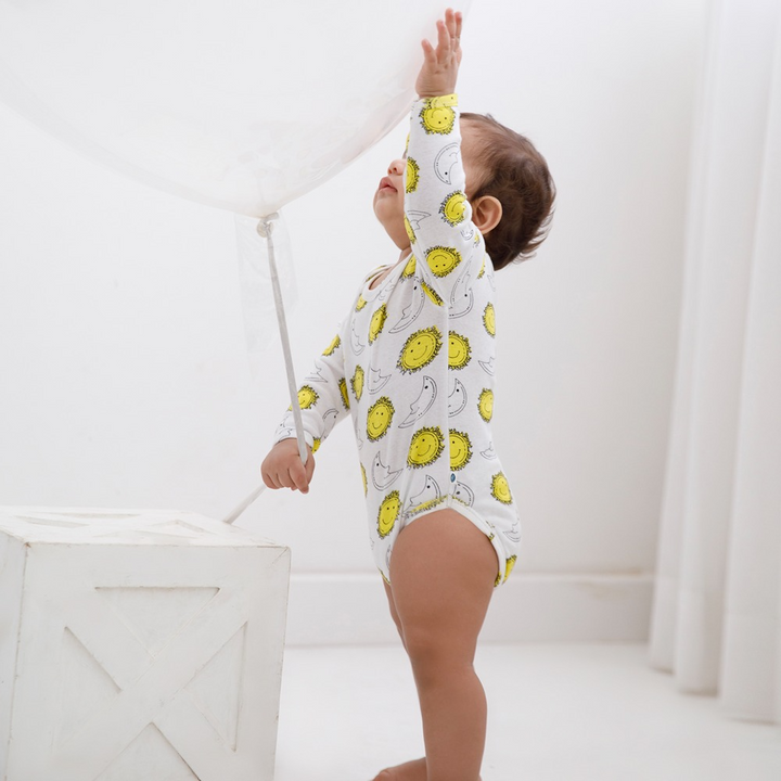 Cotton Bug Full Sleeves Romper - Set of 3 - Sun Moon