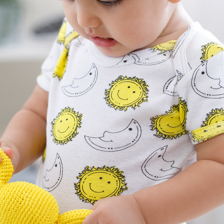 Cotton Bug Half Sleeves Romper - Set of 3 - Sun Moon