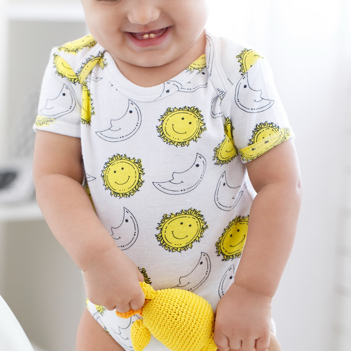 Cotton Bug Half Sleeves Romper - Set of 3 - Sun Moon