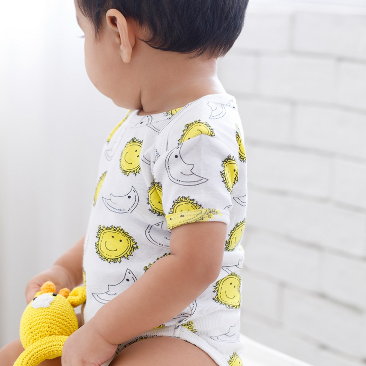 Cotton Bug Half Sleeves Romper - Set of 3 - Sun Moon