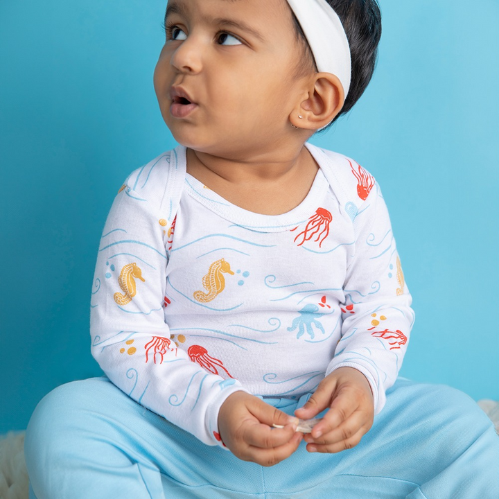 Cotton Bug Full Sleeves Romper Set of 3 - Sea World