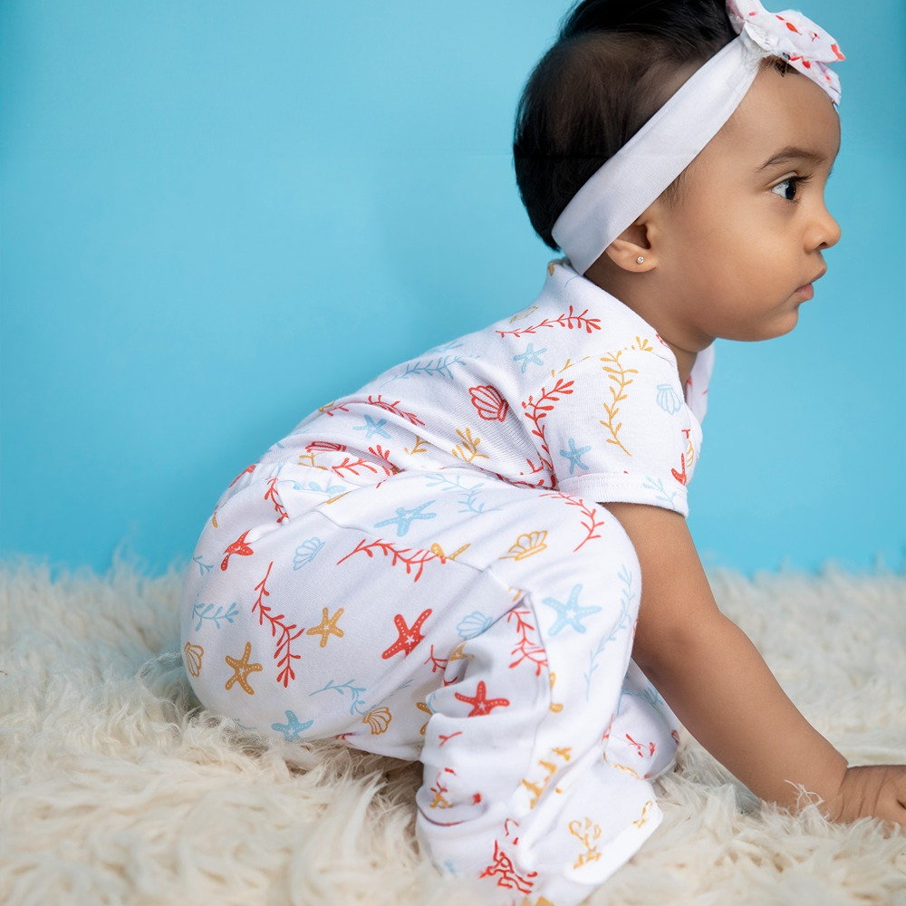 Cotton Bug Half Sleeves Romper Set of 3 - Sea World