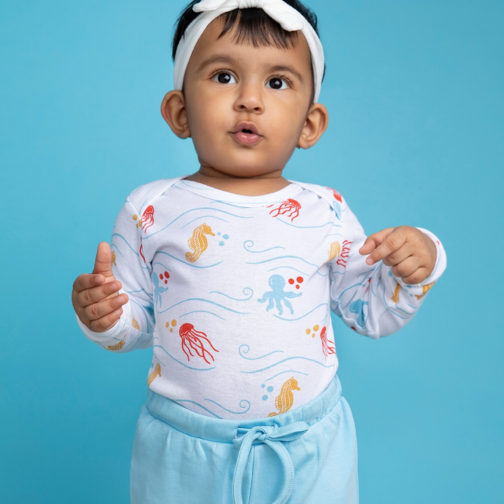 Cotton Bug Full Sleeves Romper Set of 3 - Sea World