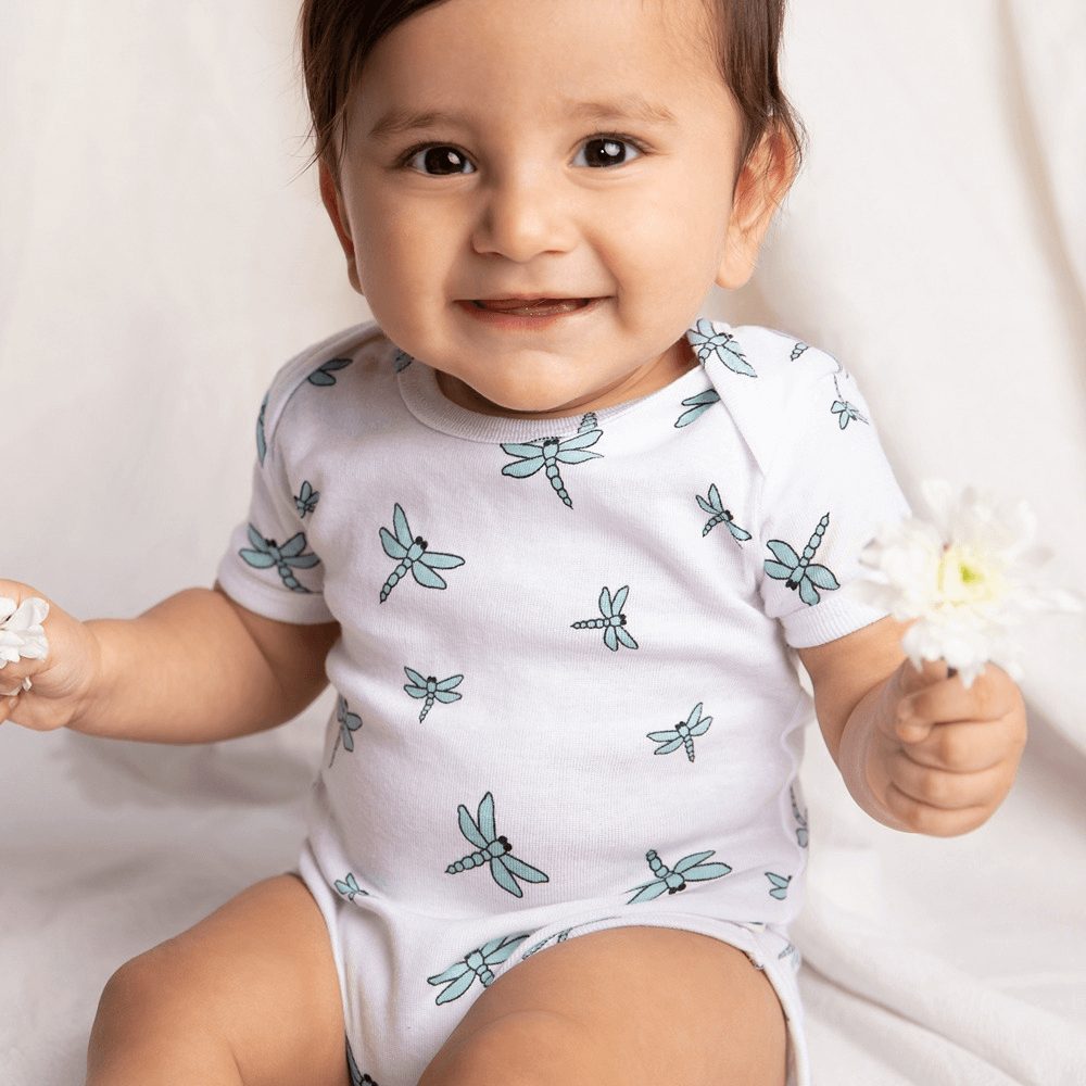 Cotton Bug Half Sleeves Romper Set of 3 - Dragonfly