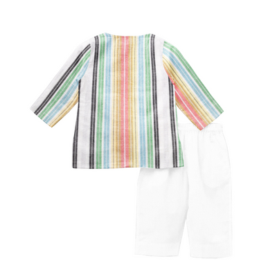 The Baby Atelier Pajama Kurta set Orange & Green Stripe