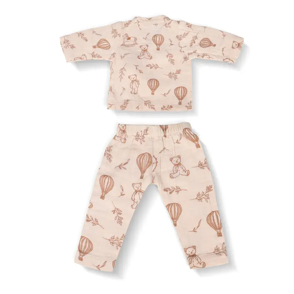 Prekies Muslin Clothing Set Sky Dreamer Print - Beige