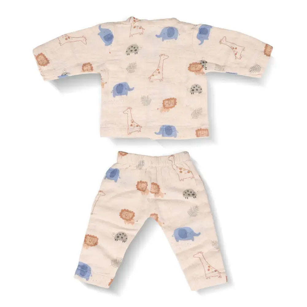 Prekies Muslin Clothing Set Safari Trail Lion Print - Multi