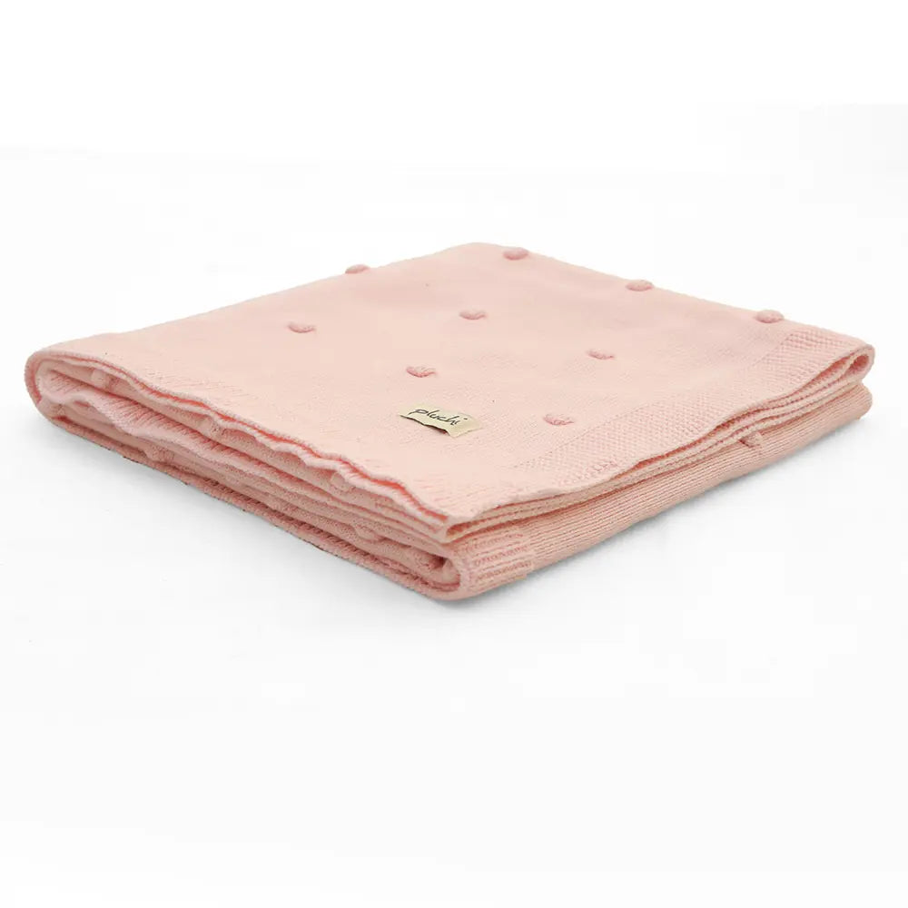 Pluchi Bubble Knit Pink Pearl color Cotton Knitted Ac Blanket for Baby / Infant / New Born For Use In All Seasons
