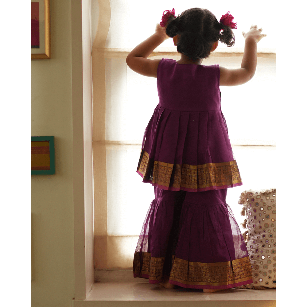 Love The World Today Anagha Sharara Coord Set - Purple