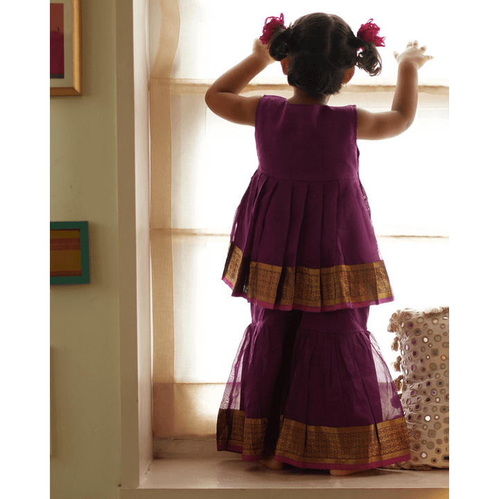 Love The World Today Anagha Sharara Coord Set - Purple