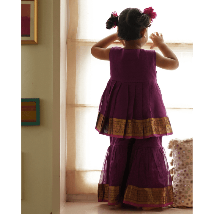 Love The World Today Anagha Sharara Coord Set - Purple