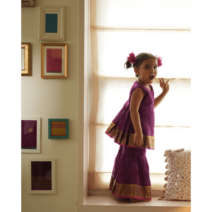 Love The World Today Anagha Sharara Coord Set - Purple