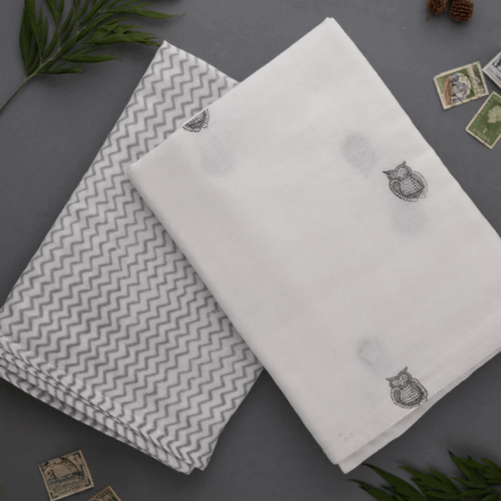 Raamae Baby Bundle (Quilt+Bib+Swaddle+Wash bag) - Owl