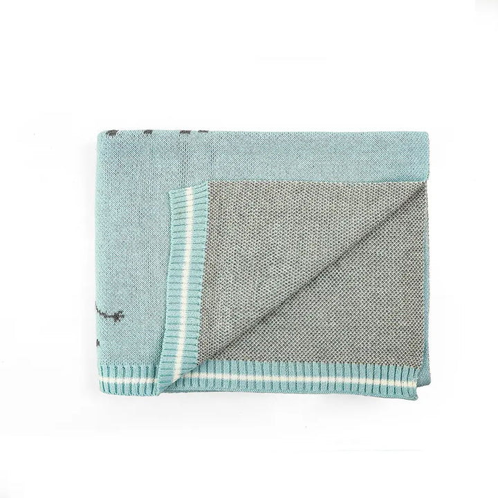 Pluchi Ziggy The Zebra Star Light Blue Color Cotton Knitted Ac Blanket for Baby / Infant / New Born For Use In All Seasons