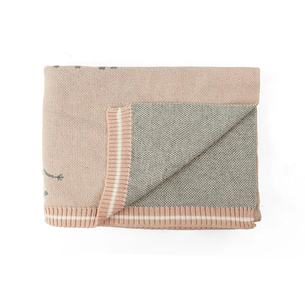 Pluchi Ziggy The Zebra Sepia Rose Color Cotton Knitted Ac Blanket for Baby / Infant / New Born For Use In All Seasons