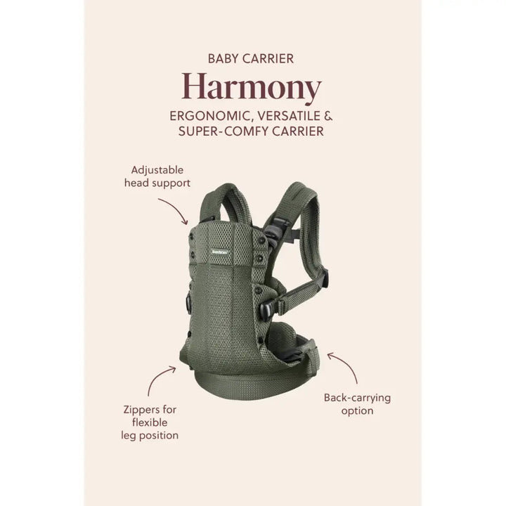 BabyBjorn Baby Harmony Carrier, 3D Mesh, Lightweight, Soft &amp; Breathable Newborn to Toddler Carrier, Adjustable Waistbelt &amp; Cross Straps, 4 Carry Positions, Birth - 3 Years (3-15Kgs) - Grey Beige