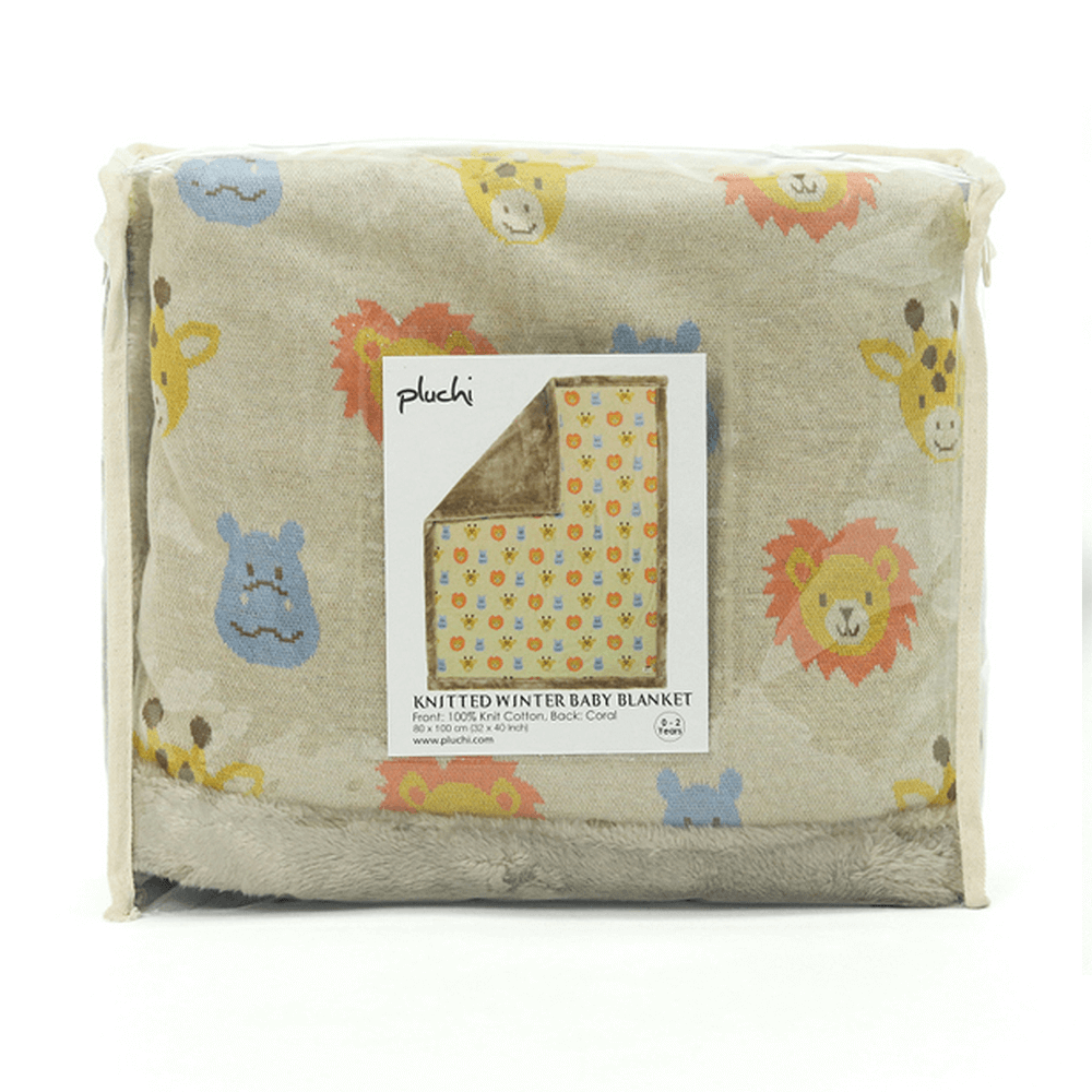 Pluchi Knitted Blanket with Faux Fur Back for Babies