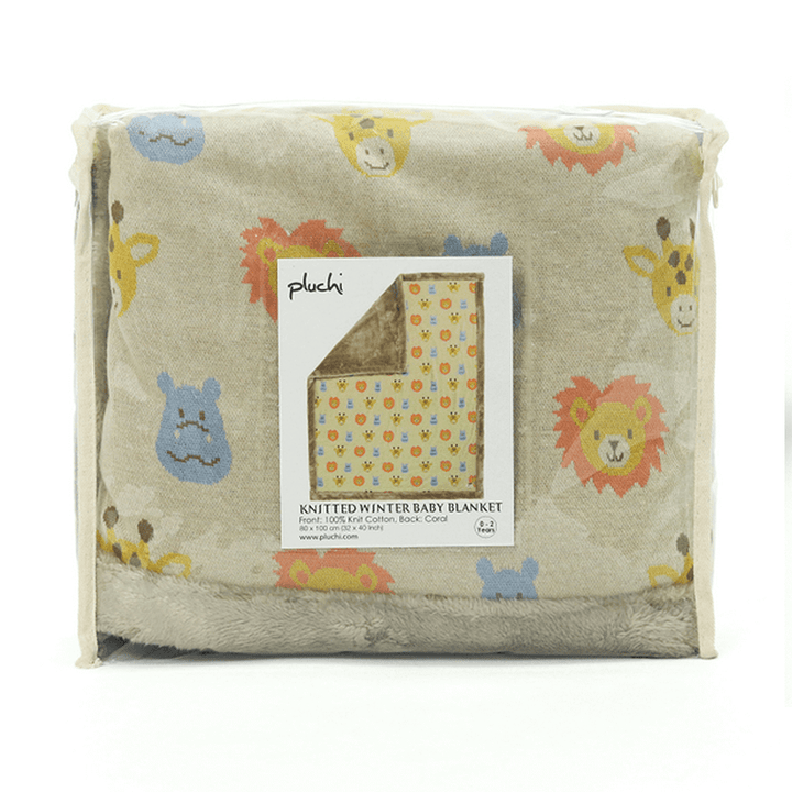 Pluchi Knitted Blanket with Faux Fur Back for Babies