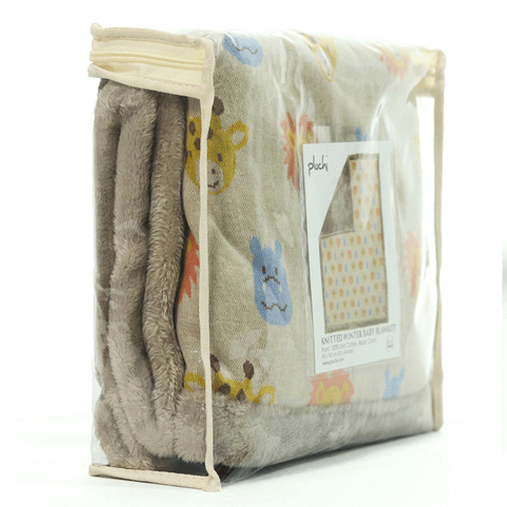 Pluchi Knitted Blanket with Faux Fur Back for Babies
