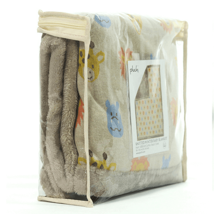 Pluchi Knitted Blanket with Faux Fur Back for Babies