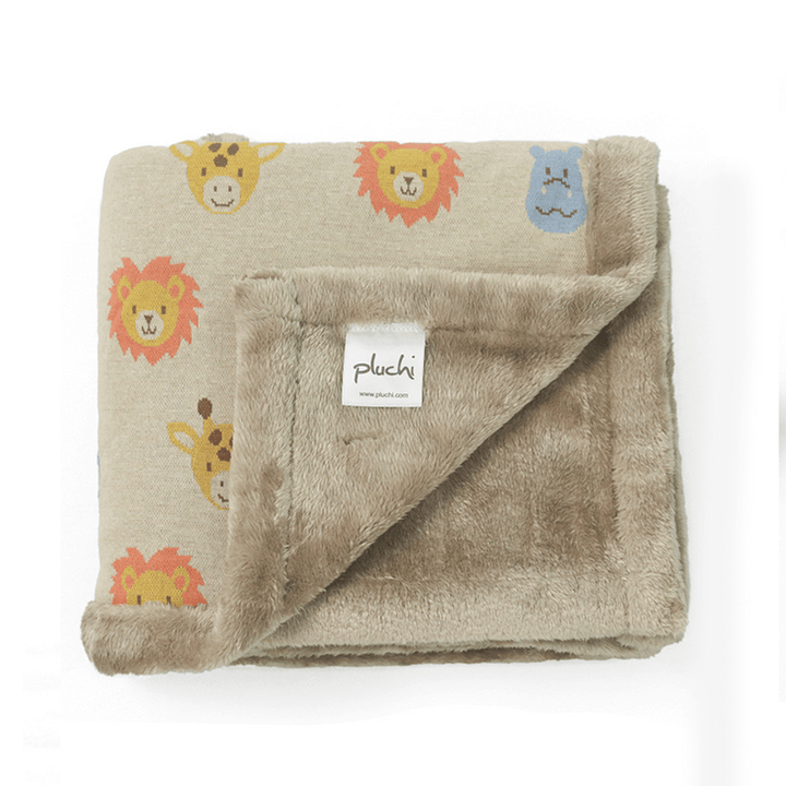 Pluchi Knitted Blanket with Faux Fur Back for Babies