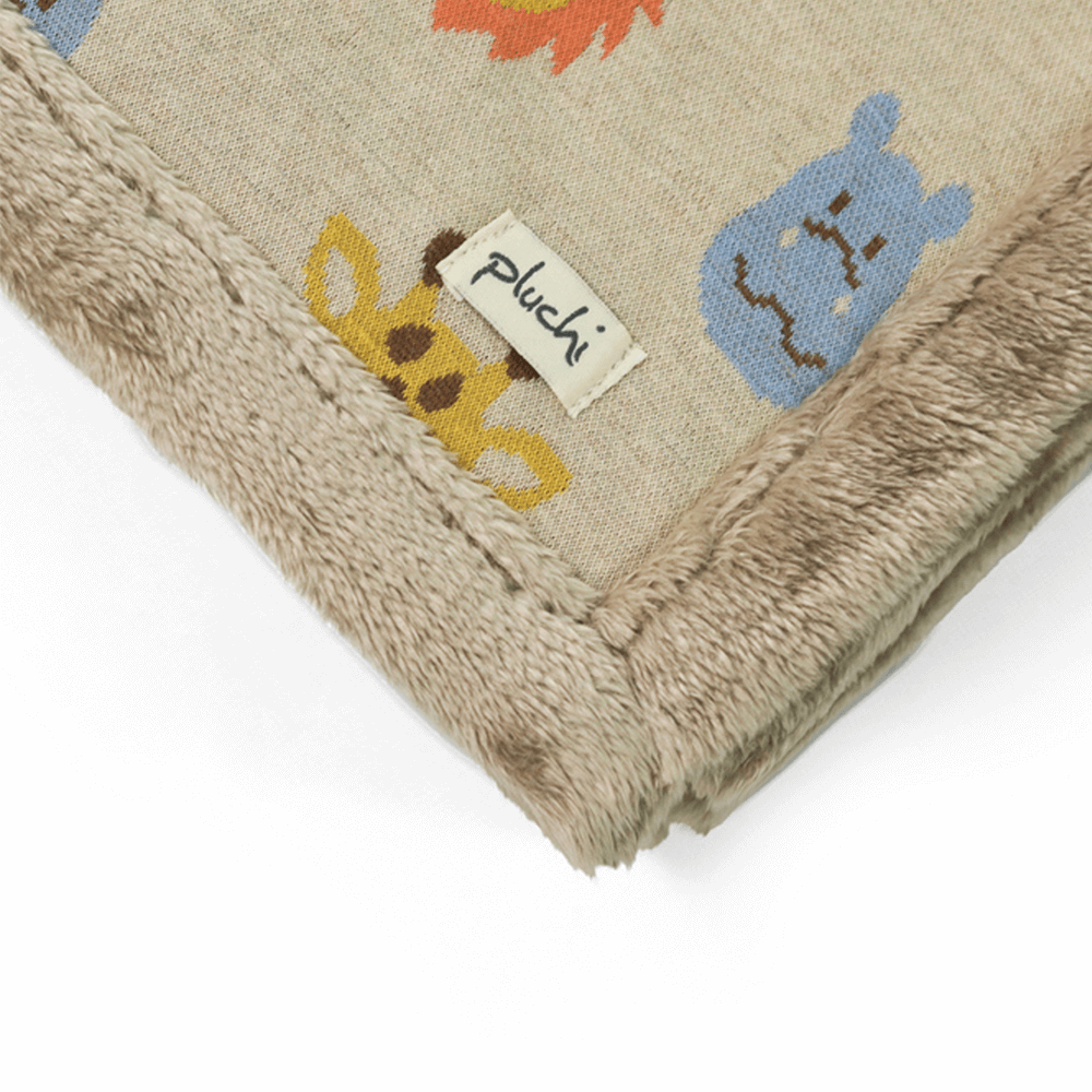 Pluchi Knitted Blanket with Faux Fur Back for Babies