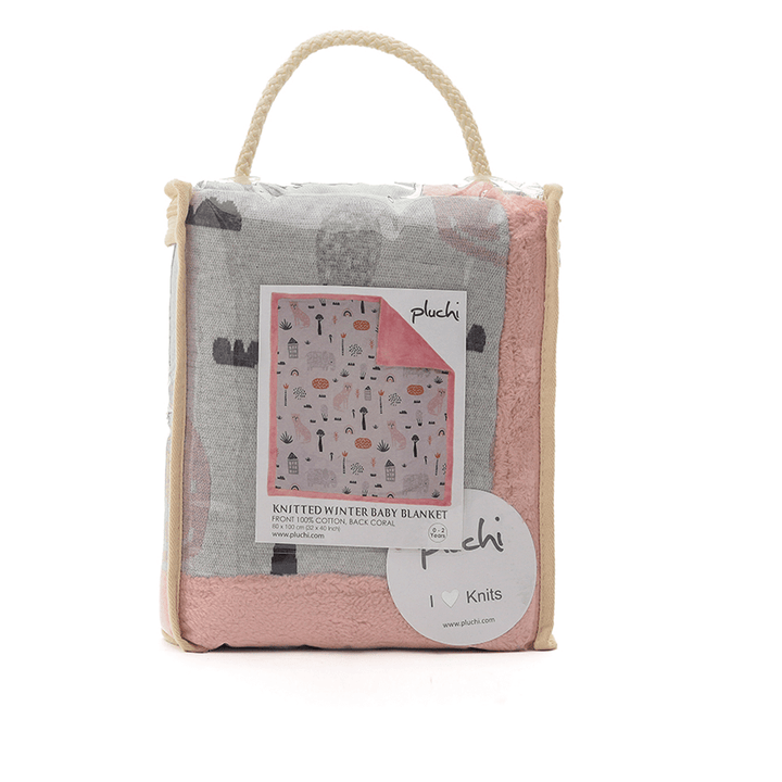 Pluchi Knitted Blanket with Faux Fur Back for Babies