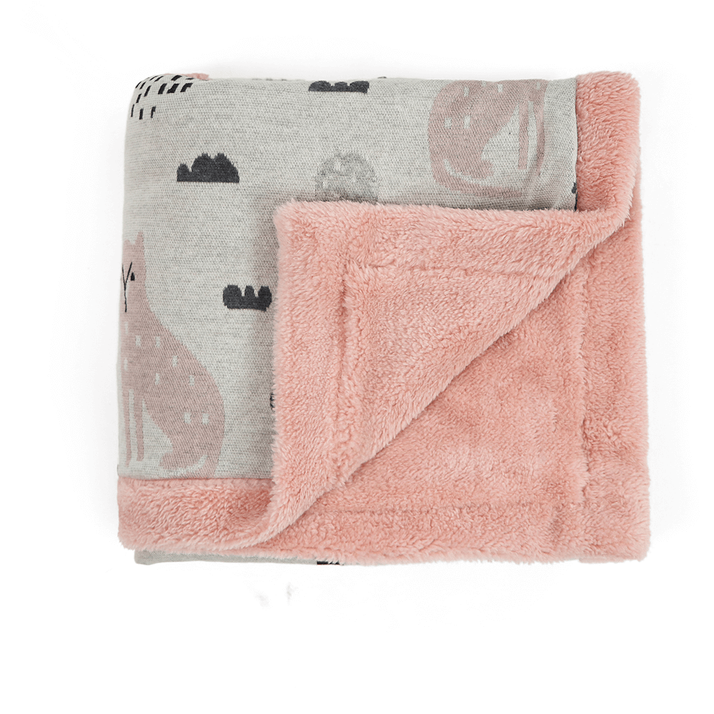 Pluchi Knitted Blanket with Faux Fur Back for Babies