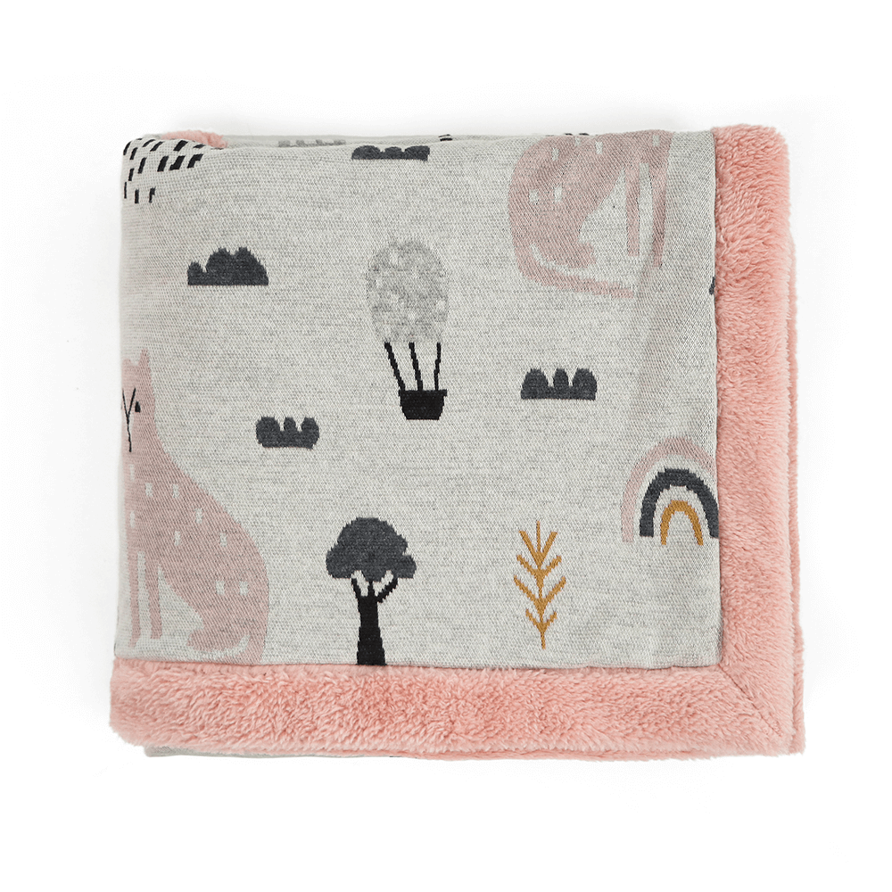Pluchi Knitted Blanket with Faux Fur Back for Babies