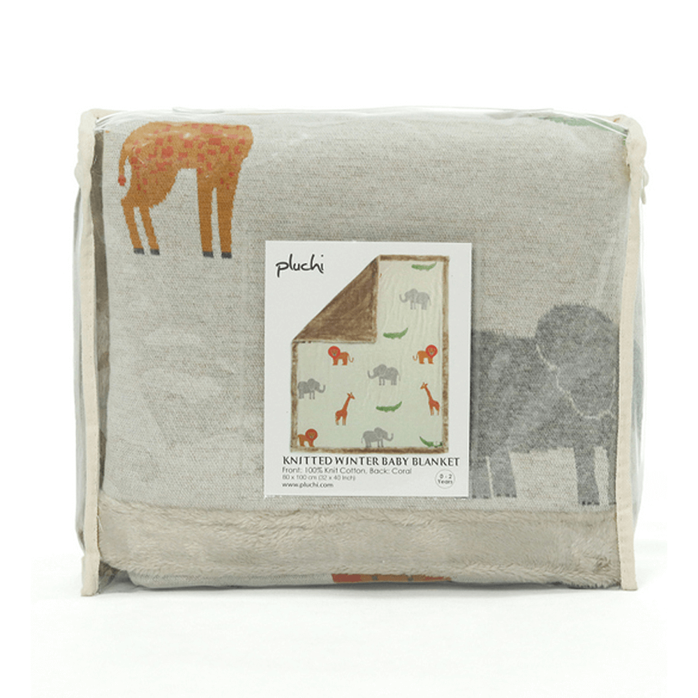 Pluchi Knitted Blanket with Faux Fur Back for Babies