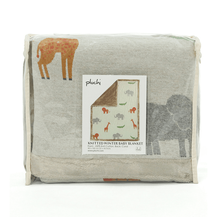 Pluchi Knitted Blanket with Faux Fur Back for Babies