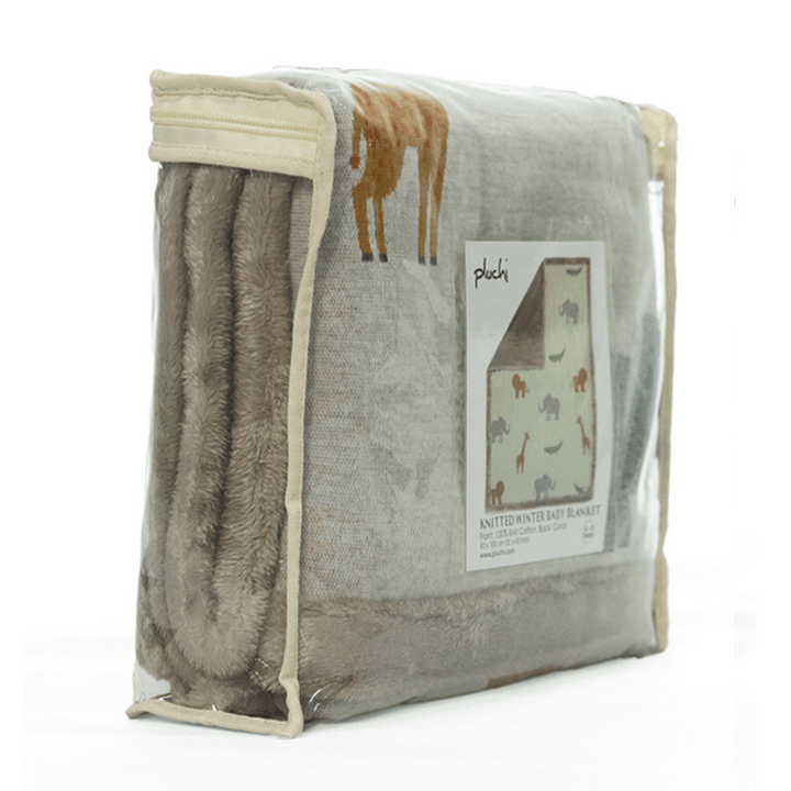Pluchi Knitted Blanket with Faux Fur Back for Babies