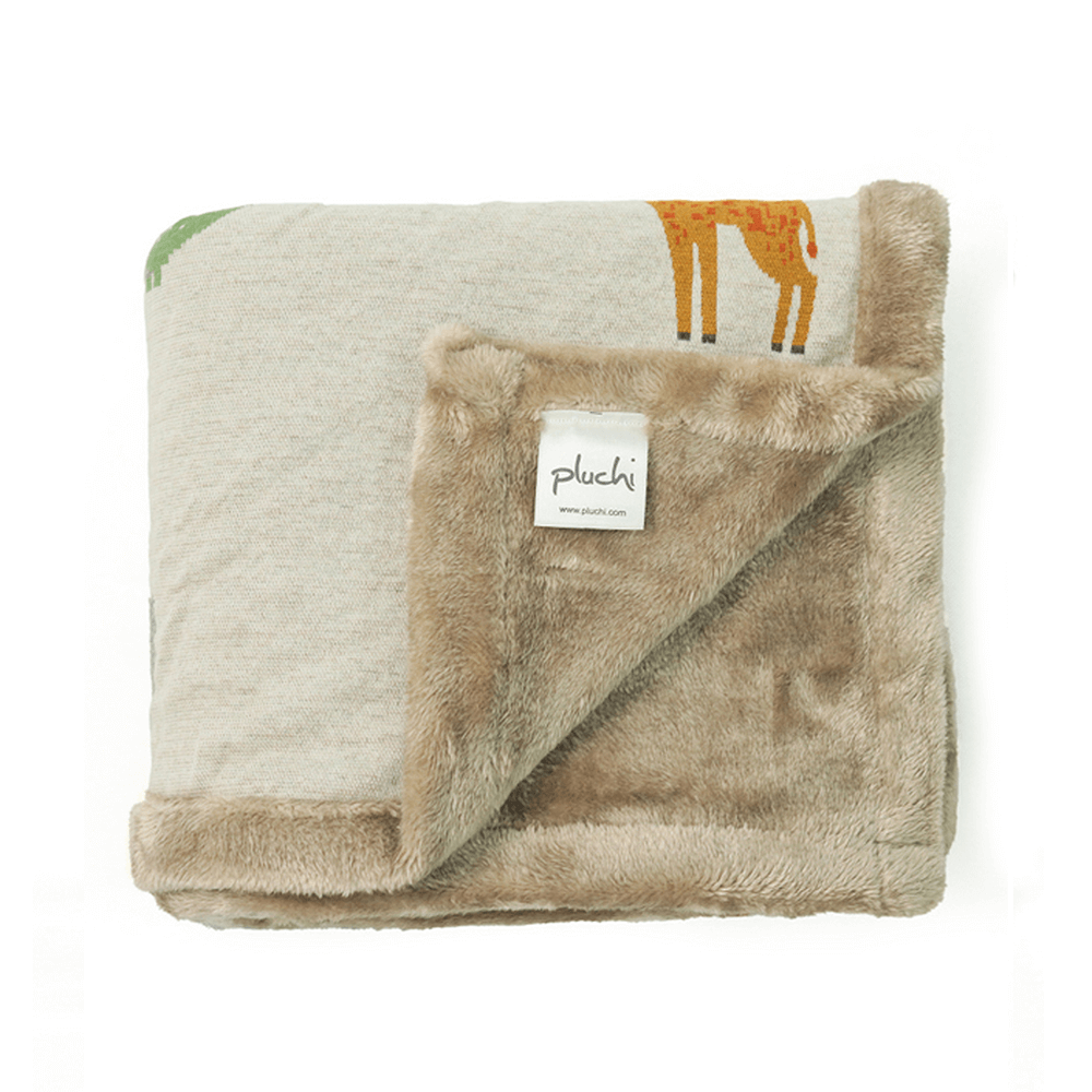 Pluchi Knitted Blanket with Faux Fur Back for Babies