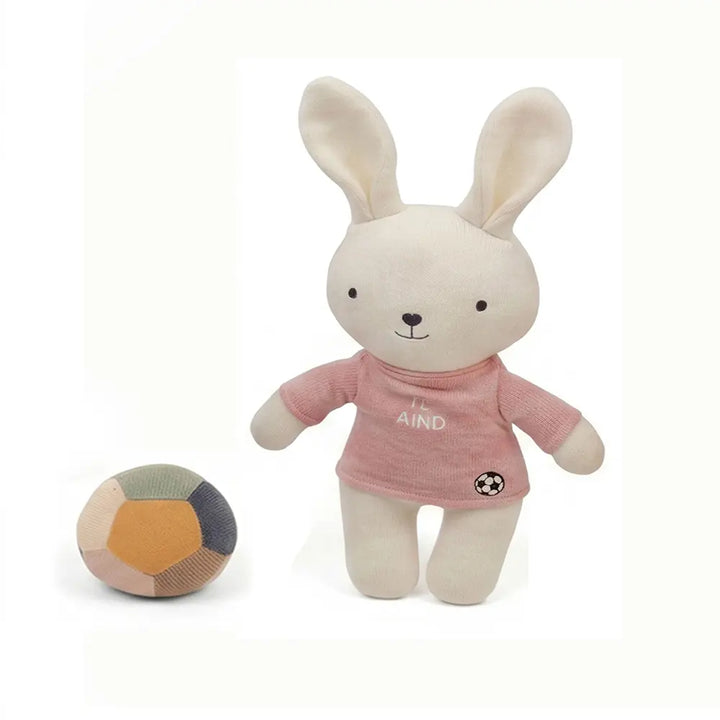Pluchi Be Kind Football Bunny Cotton Knitted Stuffed Soft Toys (Pack of 2) - Cameo Pink &amp; Ivory