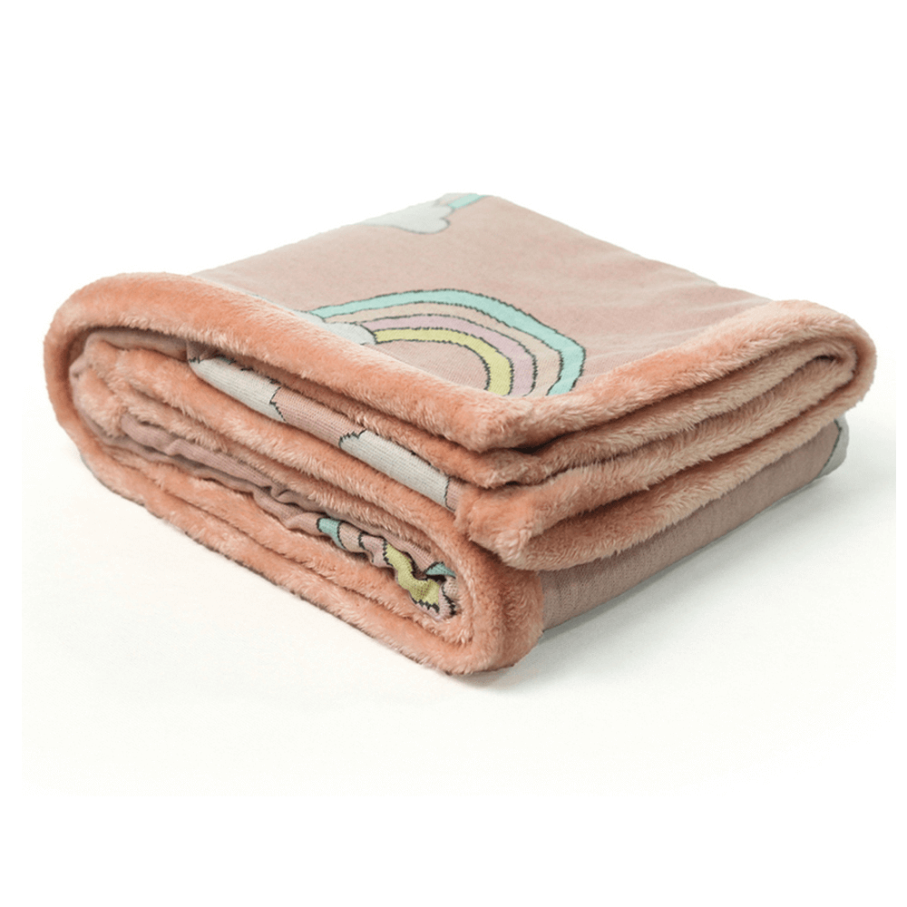 Pluchi Knitted Blanket with Faux Fur Back for Babies