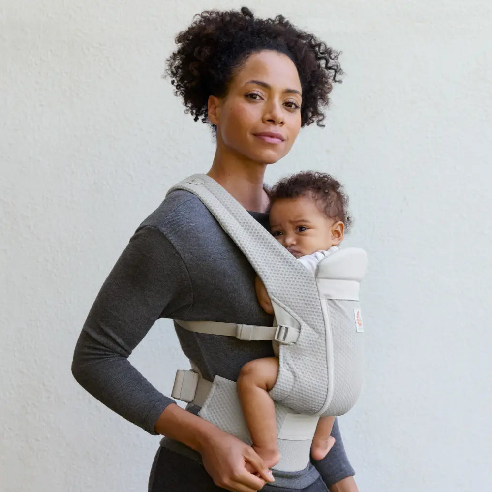 Ergobaby Omni Lite Mesh Baby Carrier – Soft &amp; Ergonomic Carrier with Padded, Adjustable Cross Shoulder Strap, Bucket Seat, Perfect for Travel &amp; Everyday Use, 0M–2 Years, Pearl Grey