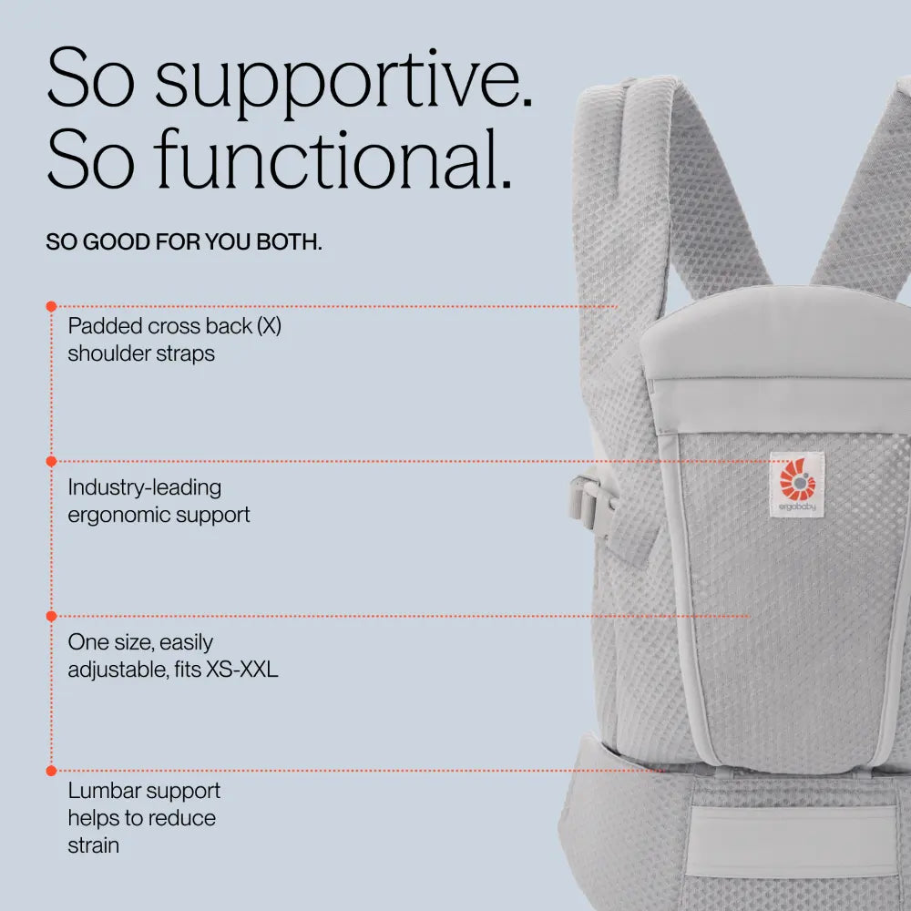 Ergobaby Omni Lite Mesh Baby Carrier – Soft &amp; Ergonomic Carrier with Padded, Adjustable Cross Shoulder Strap, Bucket Seat, Perfect for Travel &amp; Everyday Use, 0M–2 Years, Pearl Grey